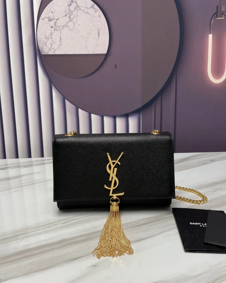Black Tassel Chain Flap Bag — front view