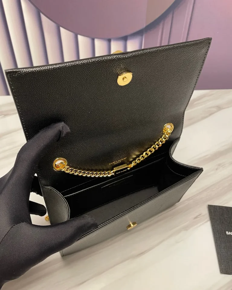 Black Tassel Chain Flap Bag — interior view