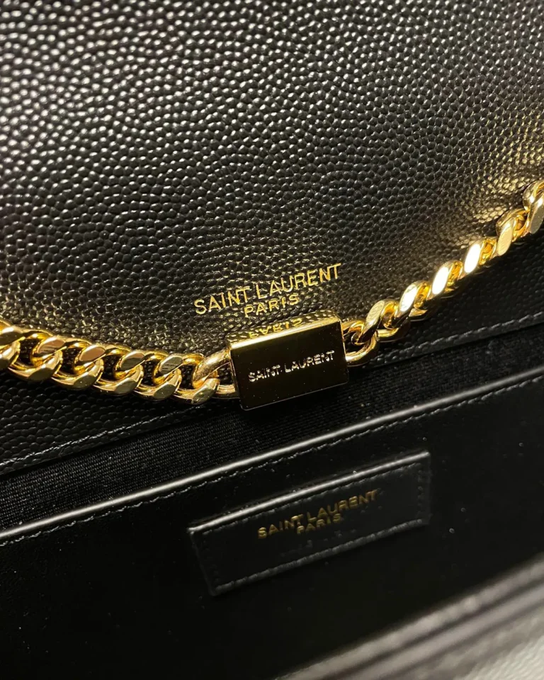 Black Tassel Chain Flap Bag — interior detail view